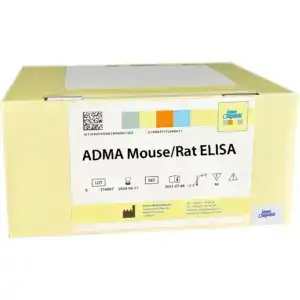 The ADMA Mouse/Rat ELISA yellow kit box.