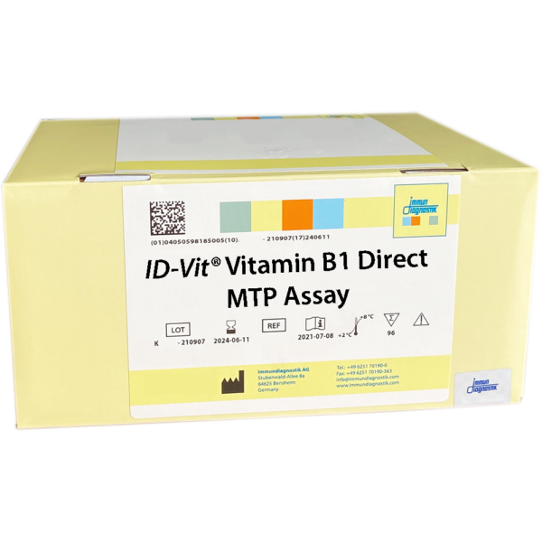 The ID-Vit® Vitamin B1 Direct MTP Assay yellow kit box.