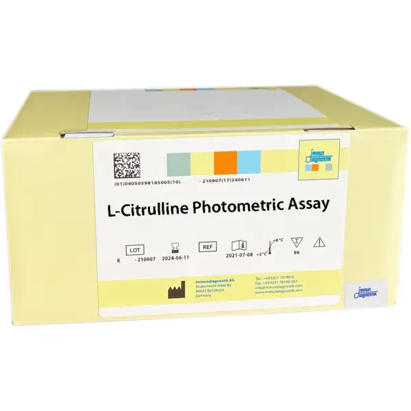 The L-Citrulline Photometric Assay yellow kit box.