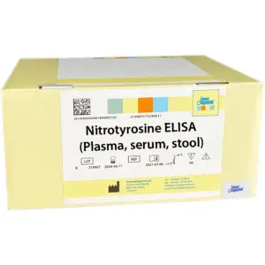 The Nitrotyrosine ELISA (Plasma, Serum, Stool) yellow kit box.