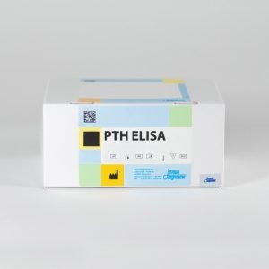 A PTH ELISA kit box set against a white backdrop.