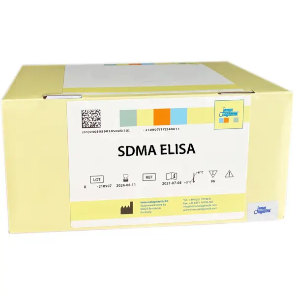 The SDMA ELISA yellow kit box.