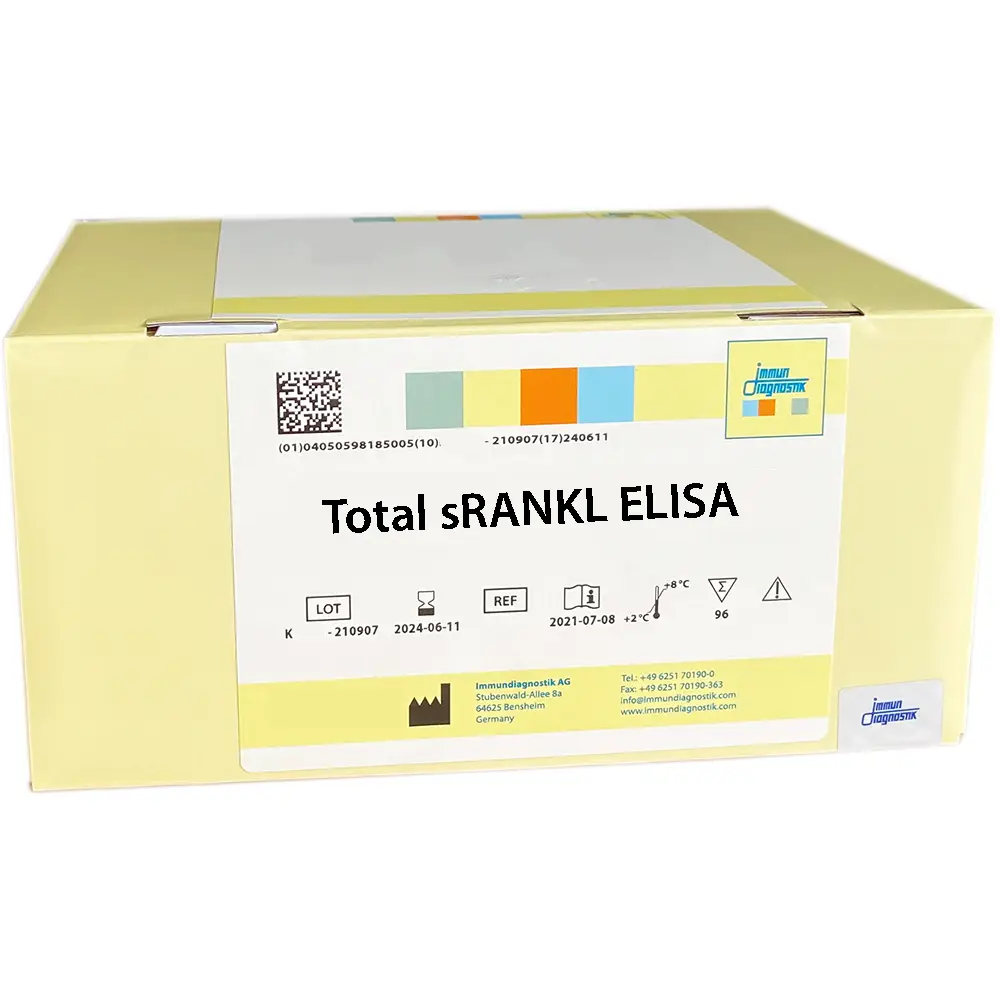 The Total sRANKL ELISA yellow kit box.