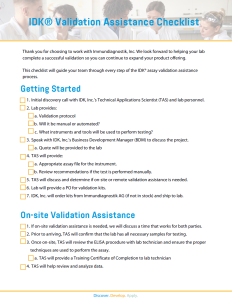 A thumbnail preview of the IDK® Validation Assistance Services Checklist.
