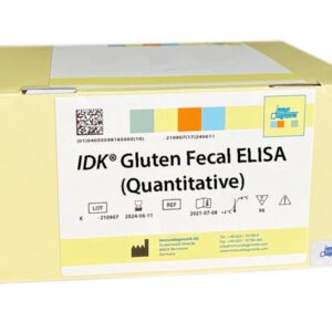 The IDK® Gluten Fecal ELISA yellow kit box.