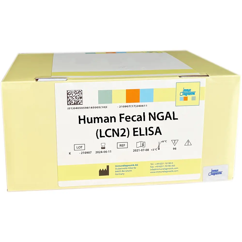 The Human Fecal NGAL (LCN2) ELISA yellow kit box.