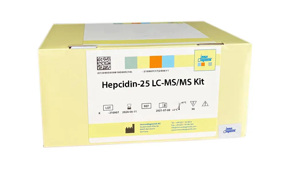 The Hepcidin-25 LC-MS/MS Kit box.
